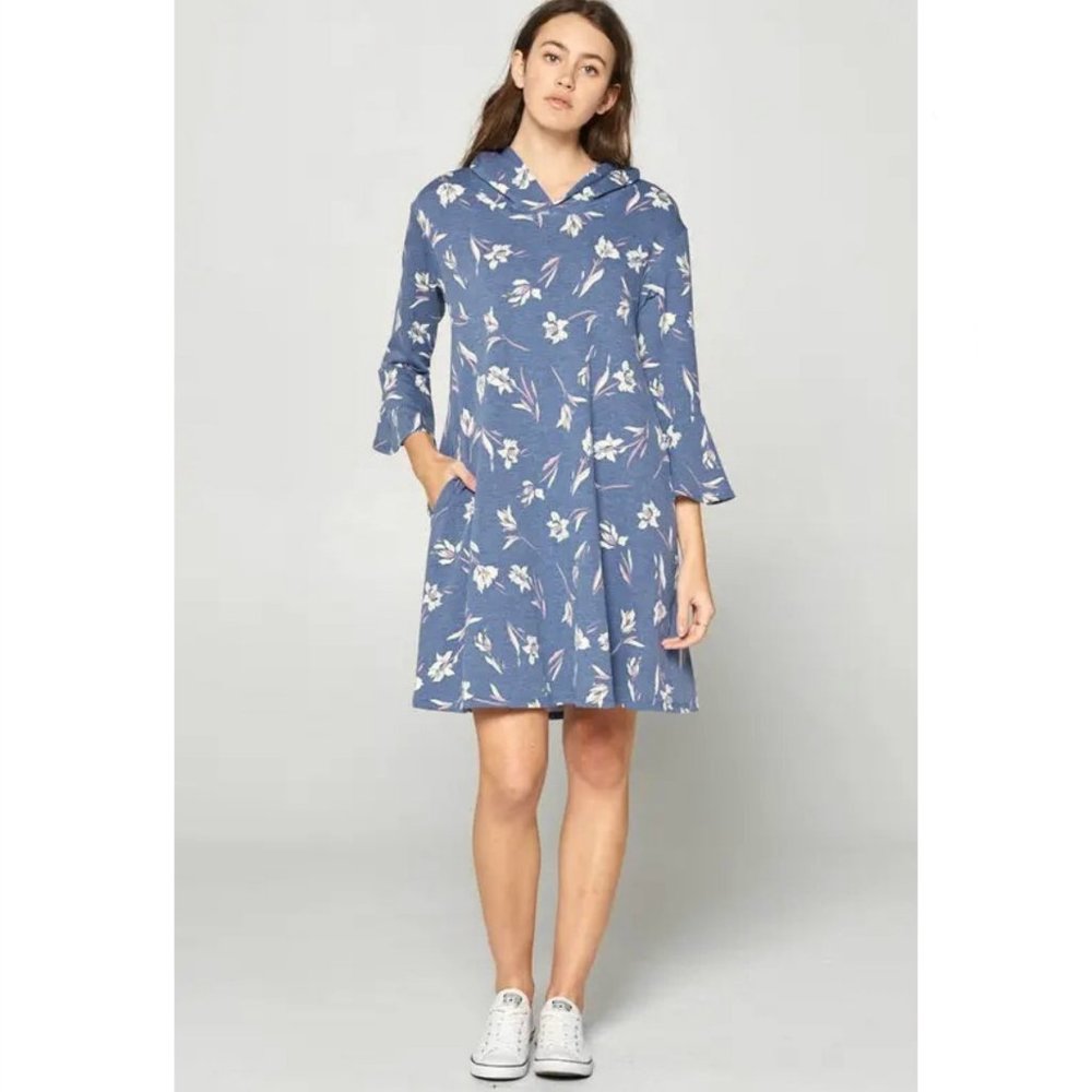 Emerald USA made Soft and cozy French Terry casual Hoodie Dress, S,M,L,1X,2X,3X